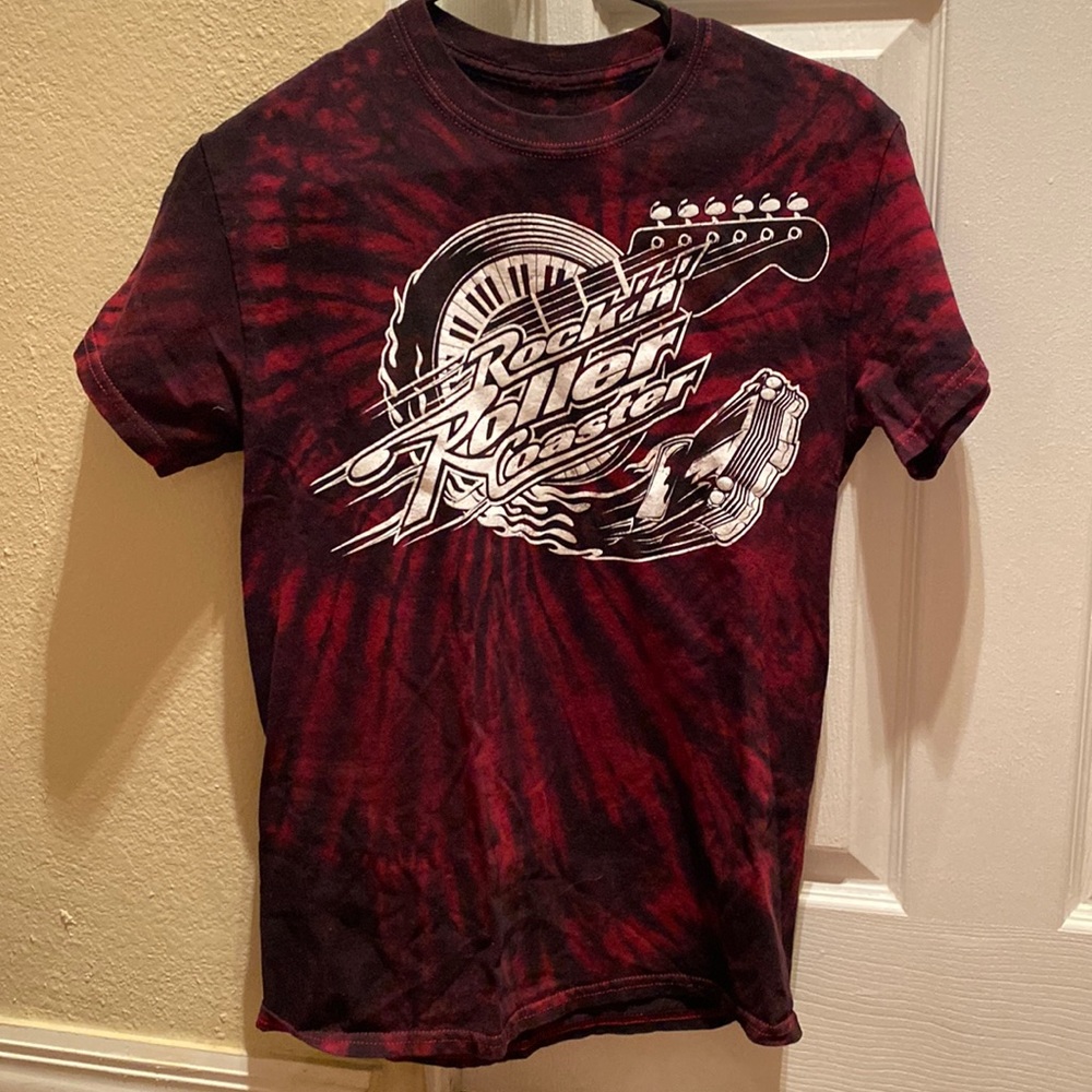 Rockin roller coaster red tie-dye t-shirt
